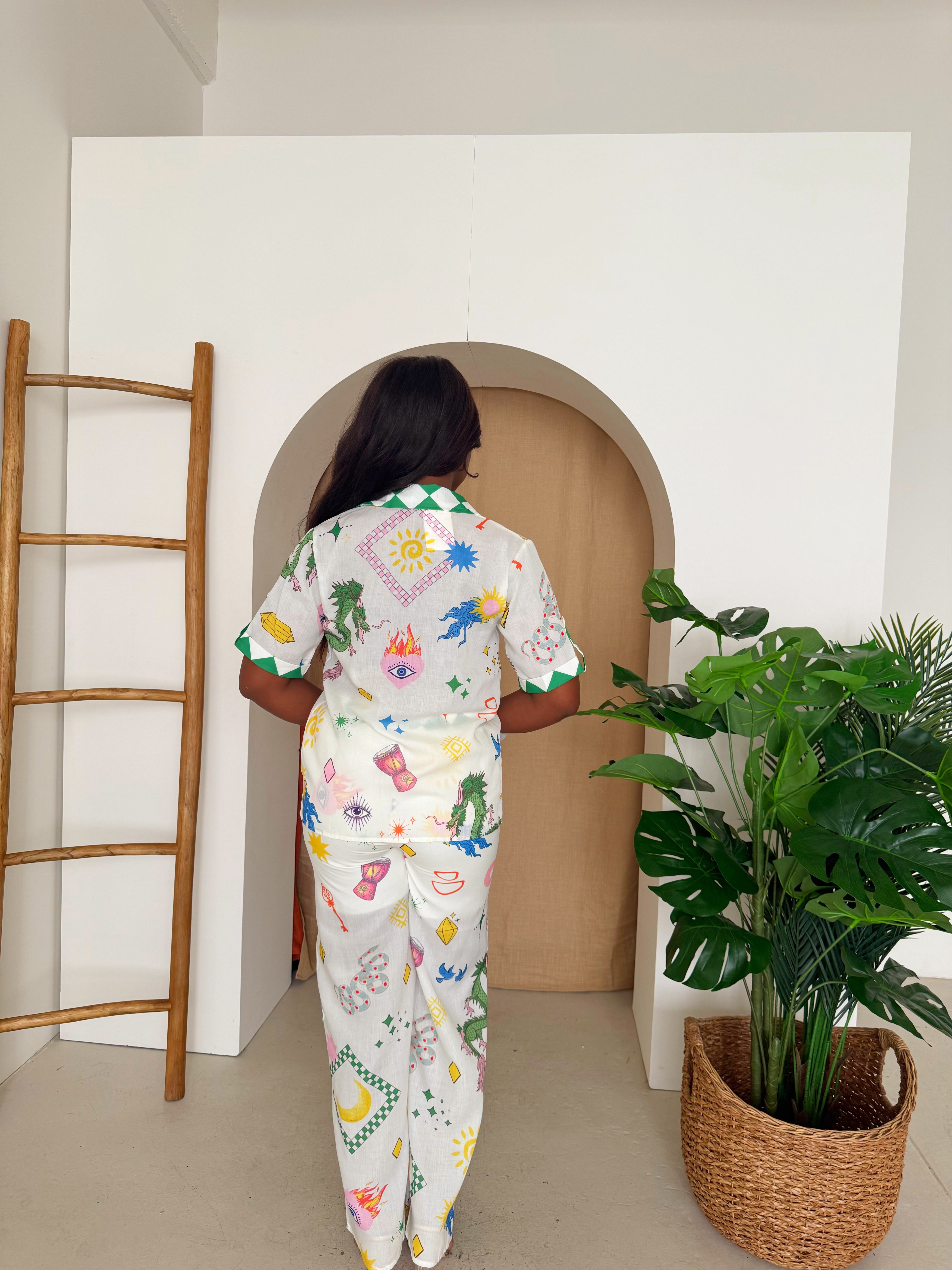 White Dragon & Tarot Symbol Co-ord β Vibrant Summer Statement