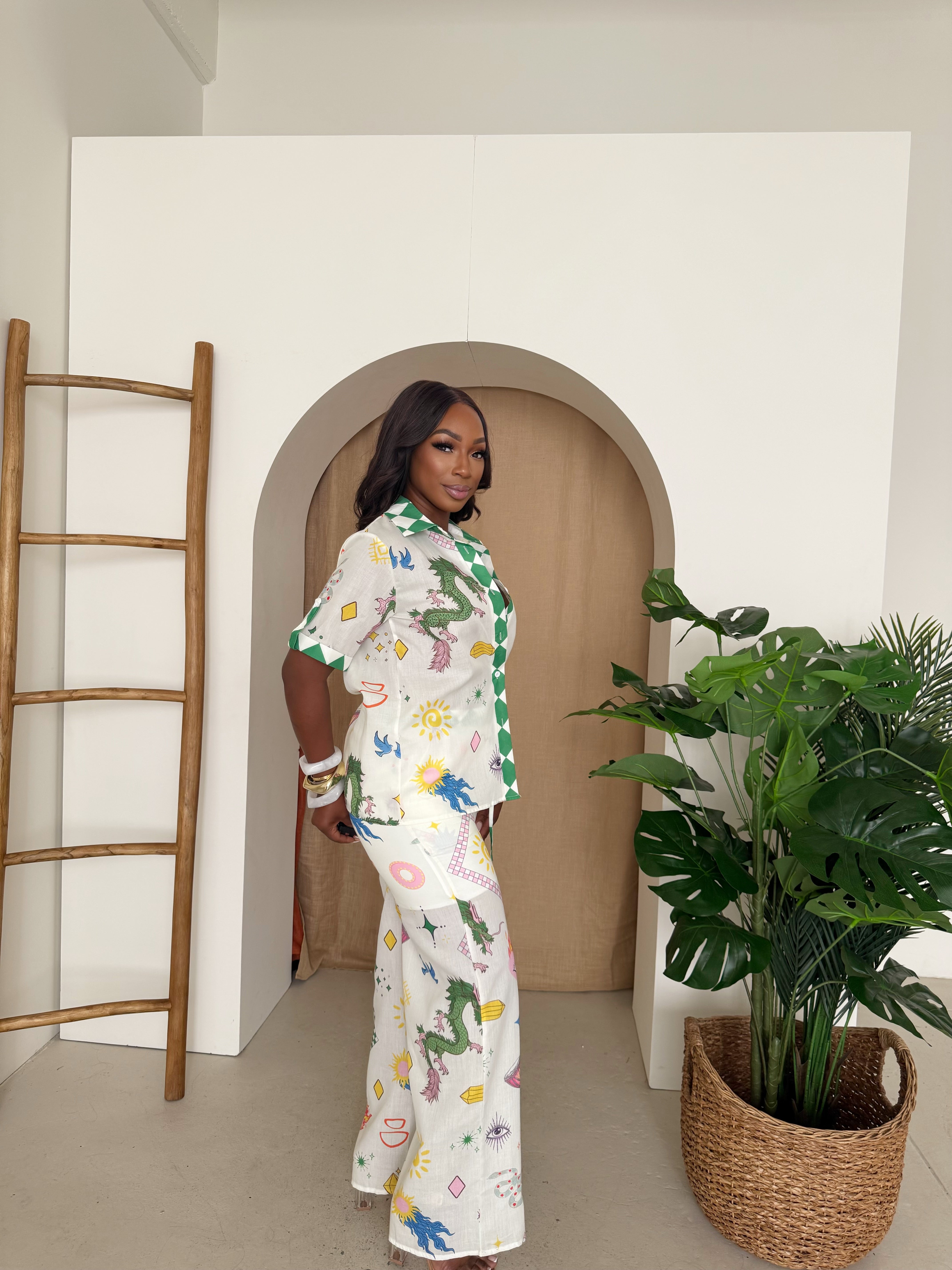White Dragon & Tarot Symbol Co-ord β Vibrant Summer Statement