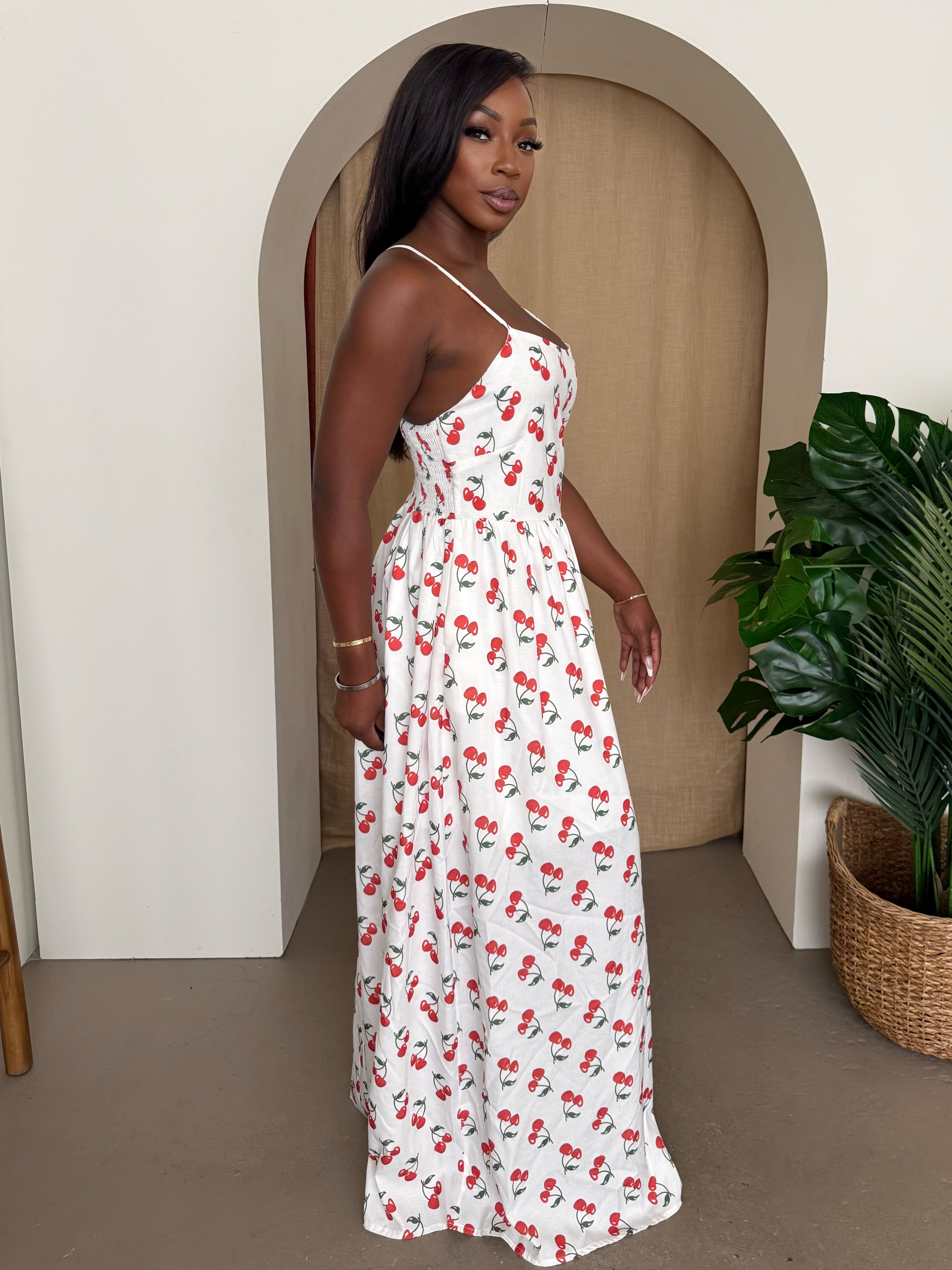Sweet Cherry Delight – The Perfect Resort Maxi Dress for Summer Escapes