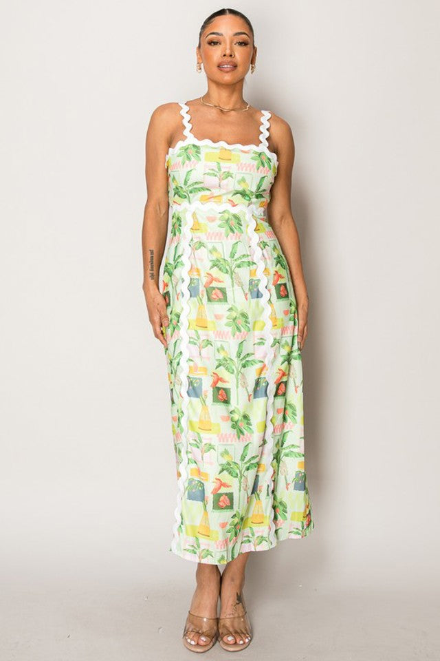 Tropical Garden Smocked Midi Dress – Sweet & Breezy Resort Wear