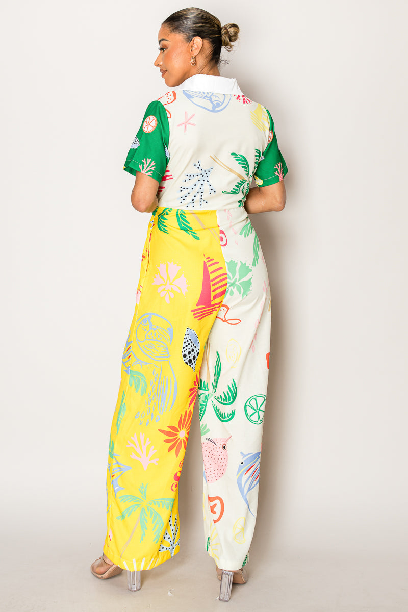 Tropical Art Print Jumpsuit – Bold & Playful Vibe