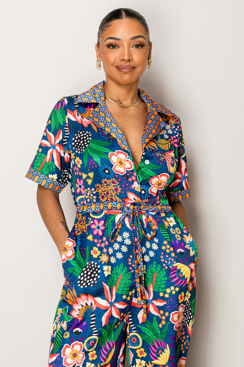 Midnight Garden Jumpsuit – Bold Floral Escape