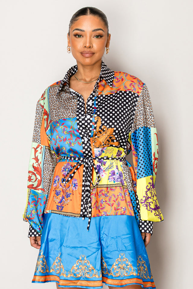 Baroque Patchwork Shirt Dress – Resort Statement