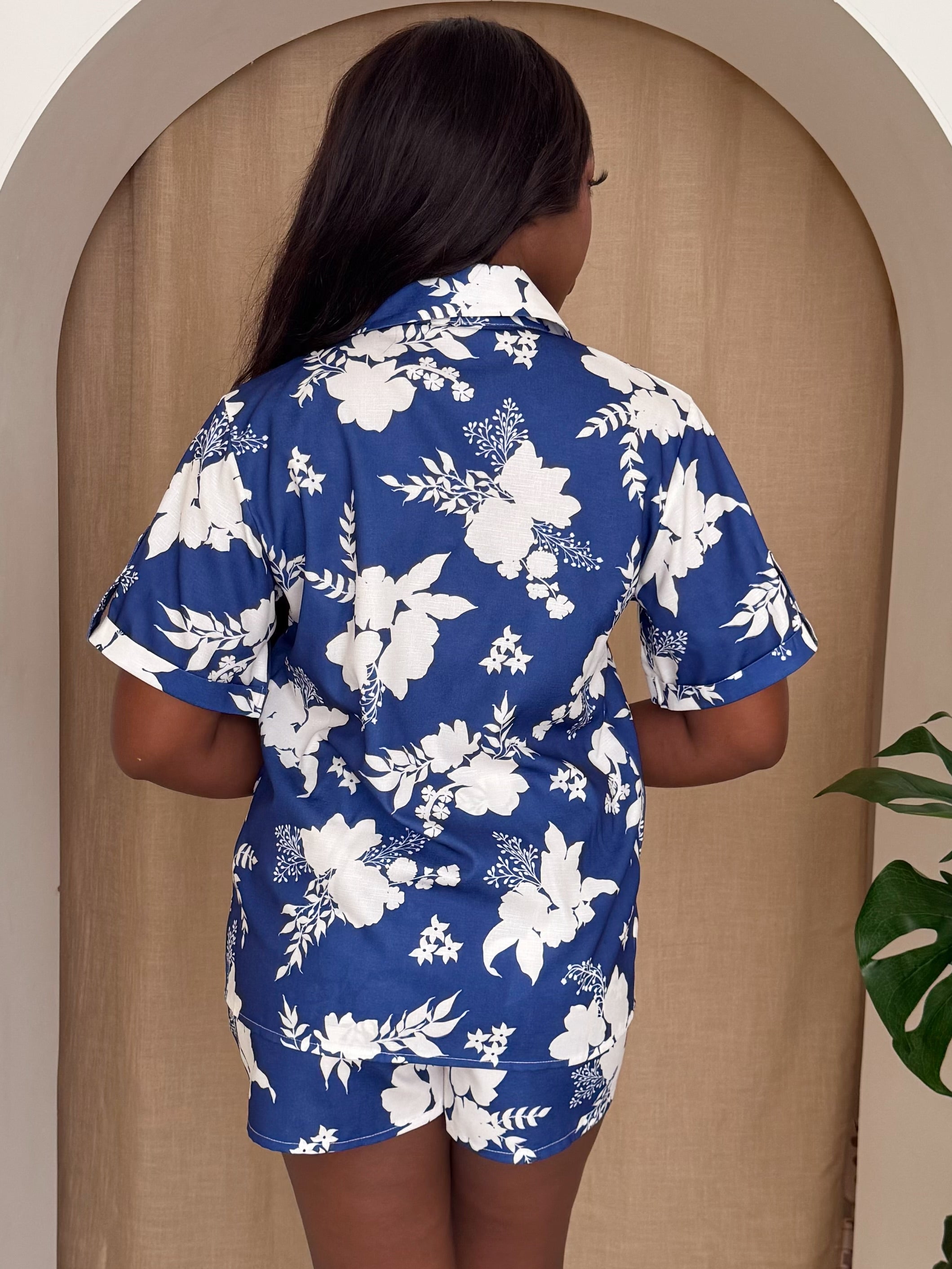 Navy Bloom Button-Up Set – Chic Floral Co-Ord for Warm Weather Days