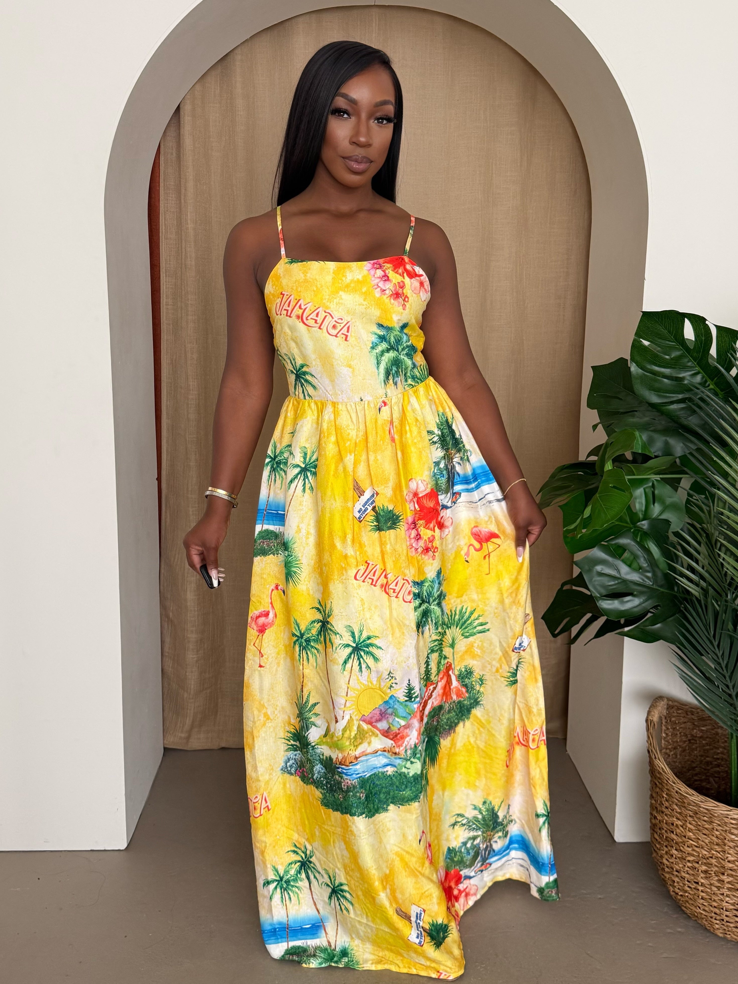 Tropical Radiance – The Jamaica Print Maxi Dress for Sun-Kissed Escapes