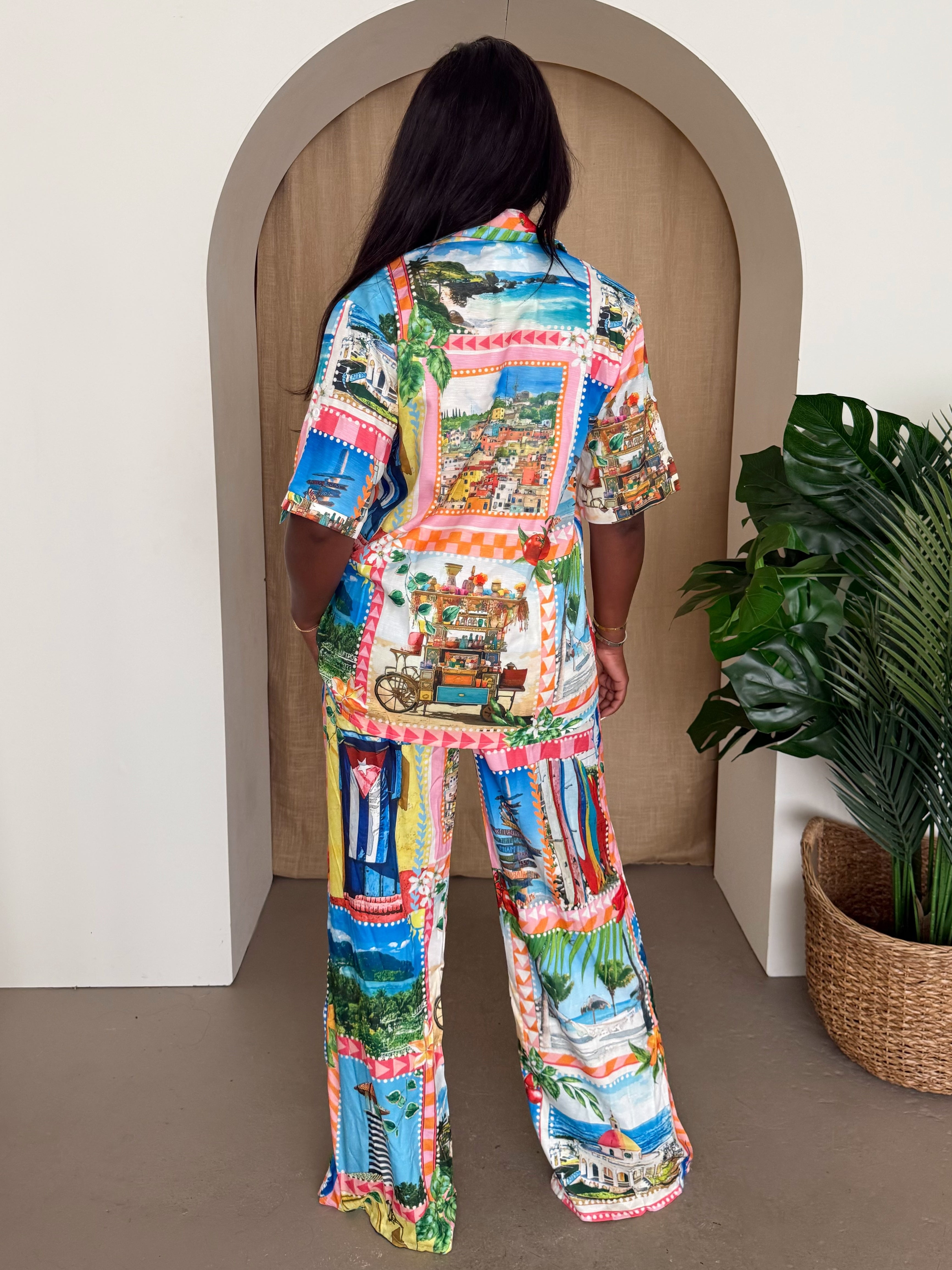 Tropical Mosaic – The Printed Shirt Set for Chic Resort Moments